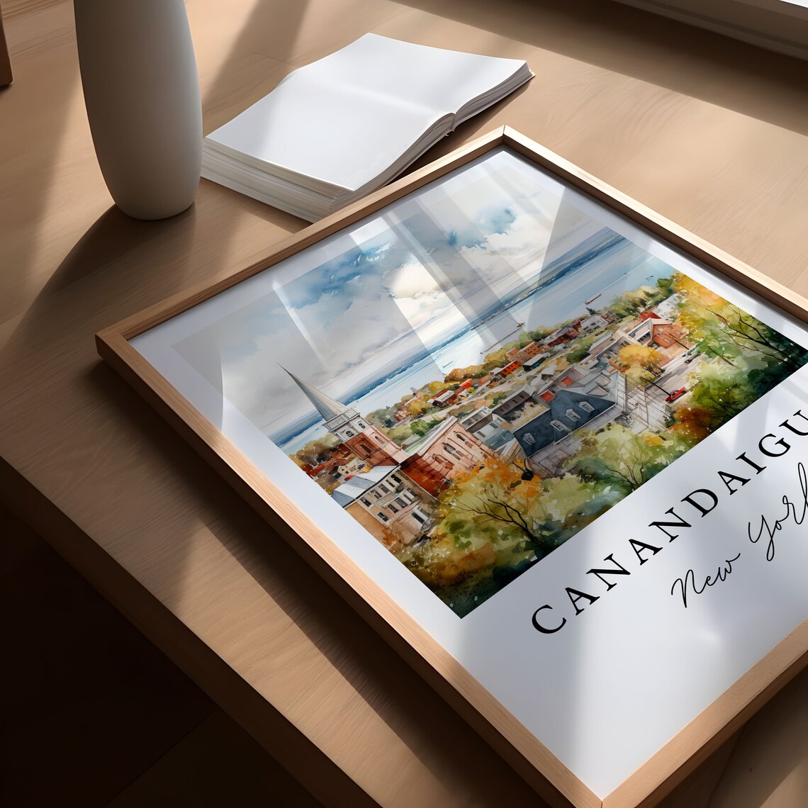 Canandaigua New York Finger Lakes Town Watercolor Lakeside Art Poster - Image 5