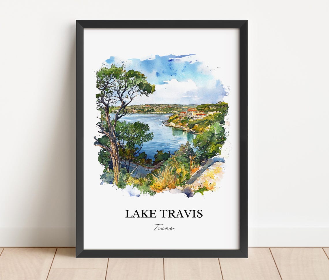 Lake Travis Texas Scenic Hillside Overlook Lakeshore Homes Poster - Image 2