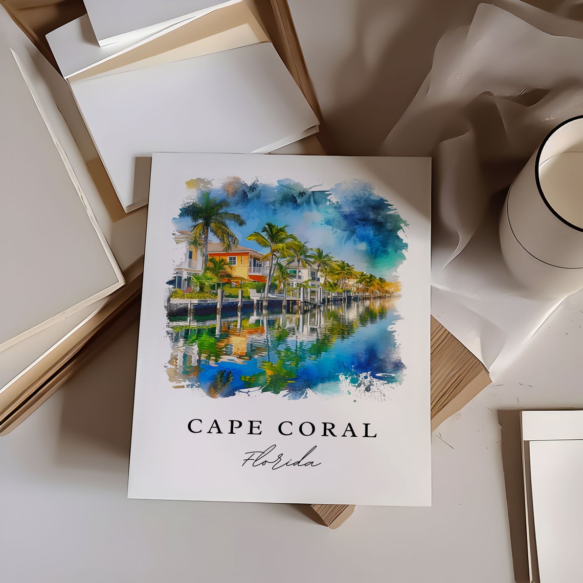 Cape Coral Florida Wall Art Print, Custom Text - Image 5