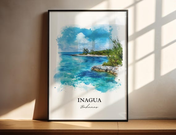 Inagua Bahamas Wall Art Great Print Watercolor Gift Travel Poster Housewarming