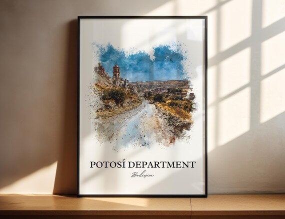 Potos Bolivia Wall Art Print Watercolor Dept Gift Travel Poster Housewarming