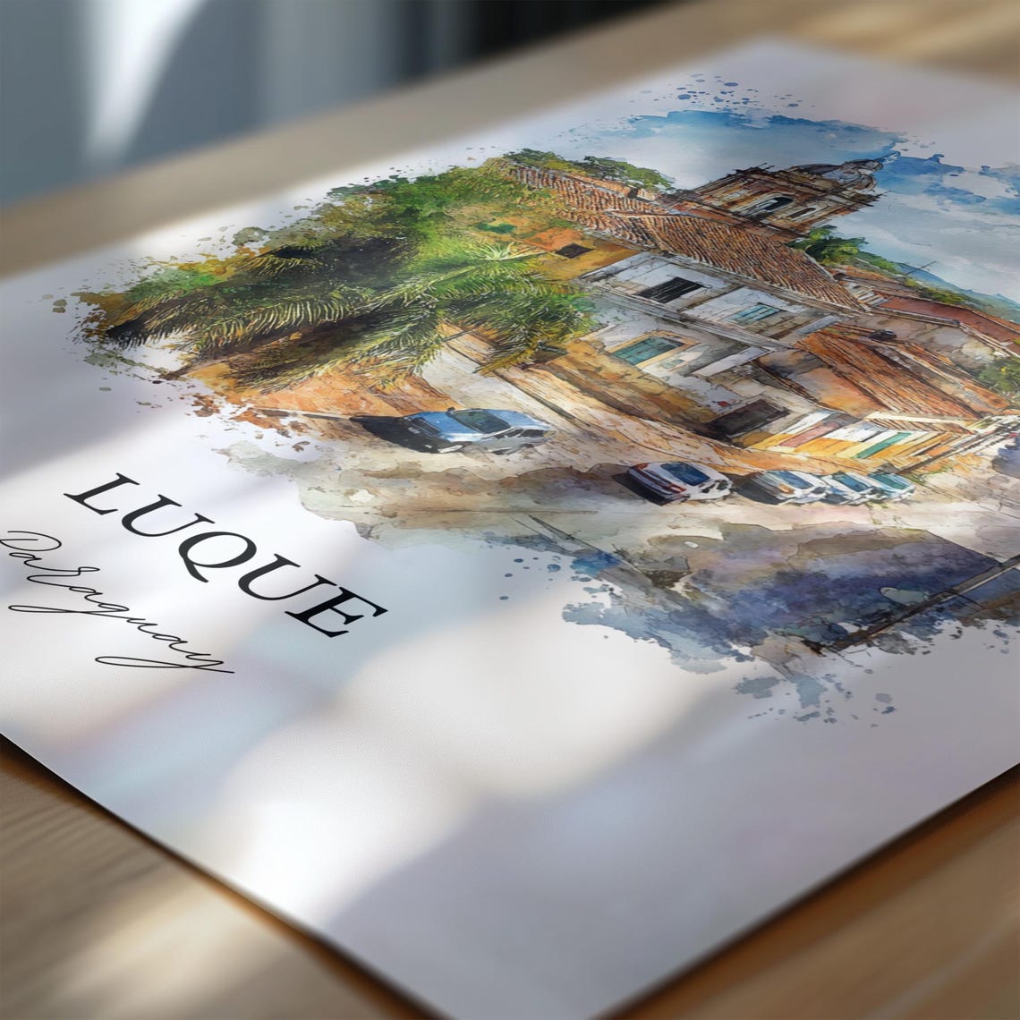 Luque Wall Art Paraguay Print Watercolor Gift Travel Poster Housewarming - Image 6