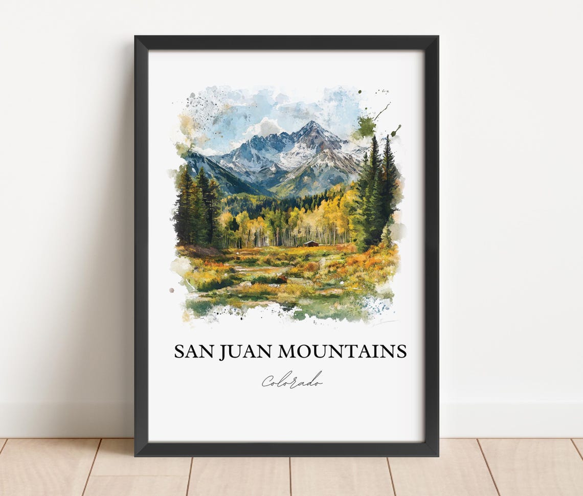 San Juan Mountains Colorado Aspen Valley Watercolor Travel Poster