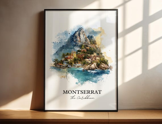 Montserrat Caribbean Watercolor Travel Poster