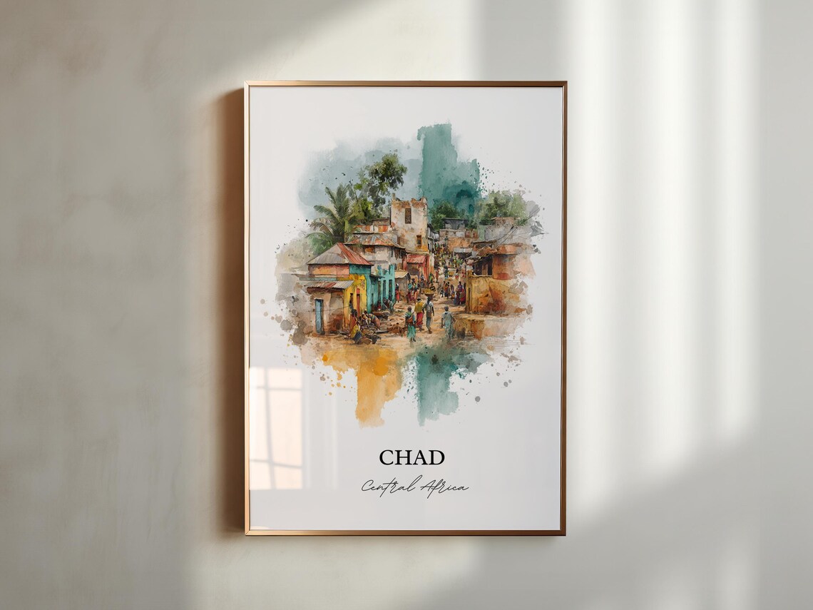 Chad Watercolor Travel Poster, Central Africa - Image 5