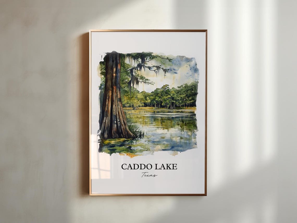 Caddo Lake Texas Watercolor Cypress Swamp Spanish Moss Scene Poster - Image 5