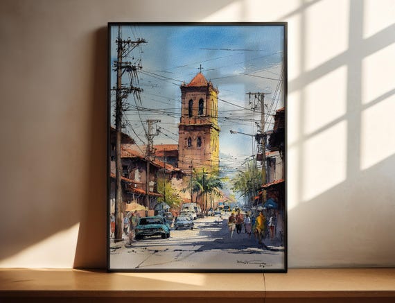 Asuncin Watercolor Art Travel Print Artwork City Decor Paraguay Wall