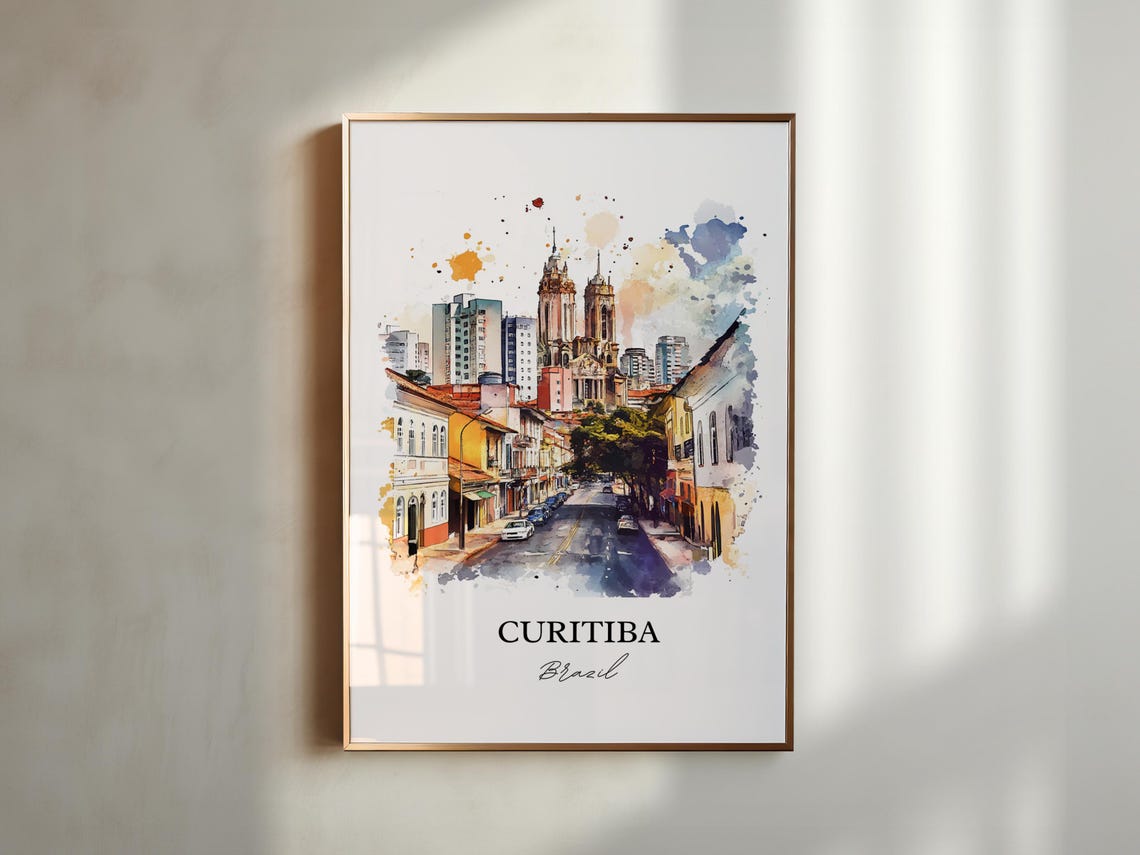 Curitiba Wall Art Print Brazil Watercolor Gift Travel Poster Housewarming - Image 4