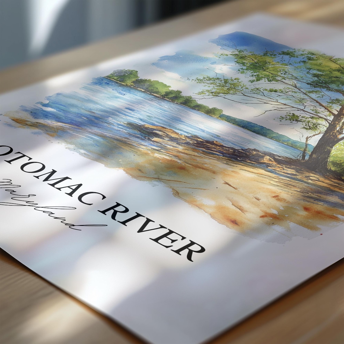 Potomac River Maryland Riverside Tree Watercolor Nature Poster - Image 6
