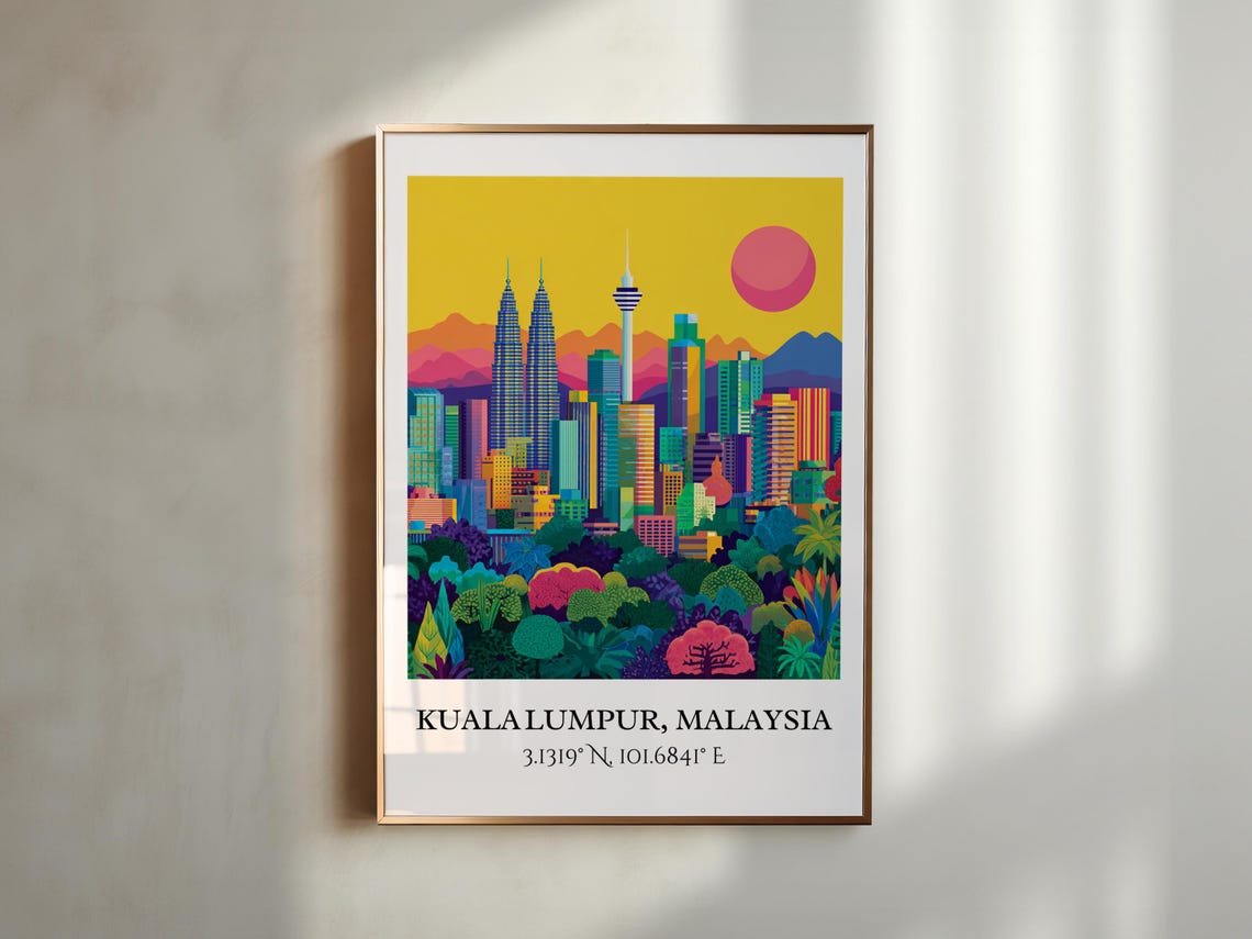 Kuala Lumpur Malaysia Sunset Twin Towers Jungle Foreground Poster - Image 3