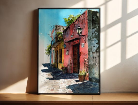 Colonia Del Sacramento Watercolor Art Uruguay Travel Print Buenos Aires Artwork Decor Wall