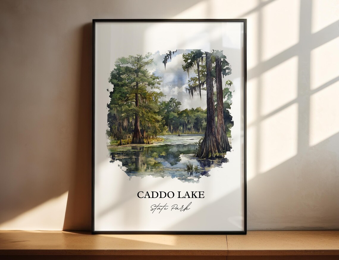 Caddo Lake Texas State Park Cypress Swamp Watercolor Art Poster
