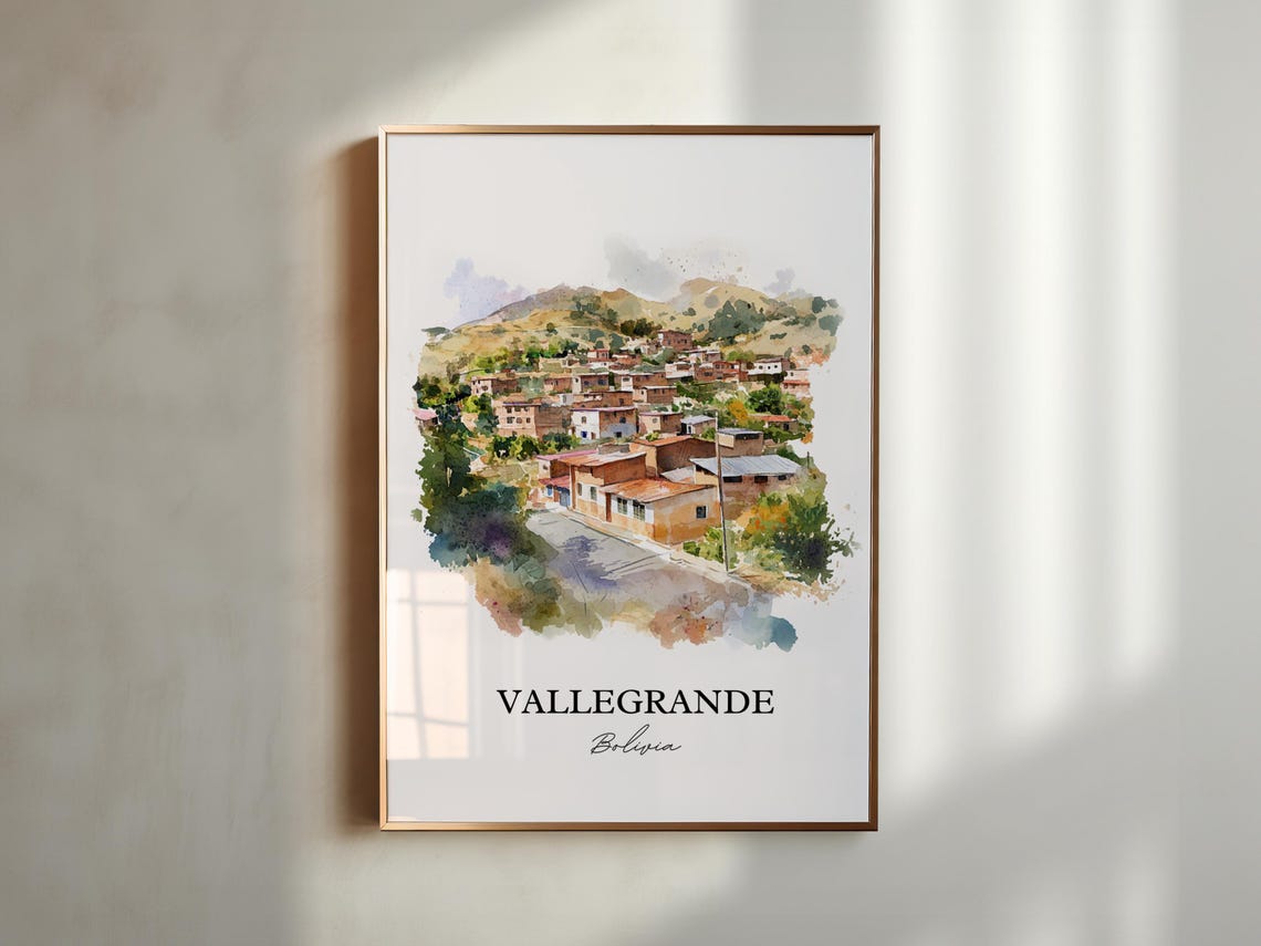 Vallegrande Watercolor Travel Poster, Bolivia - Image 6