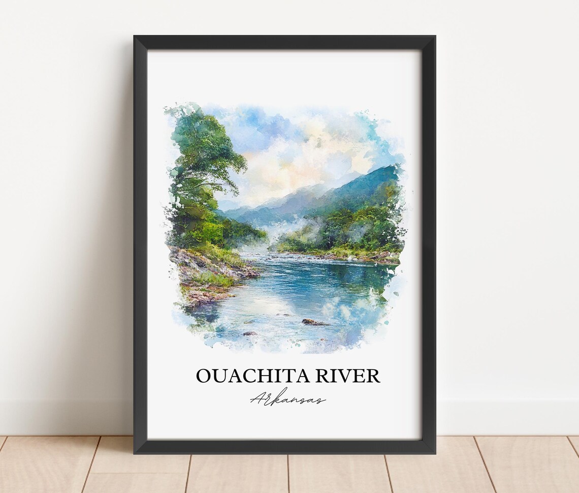 Ouachita River Arkansas Forested Rapids Watercolor River Poster - Image 4