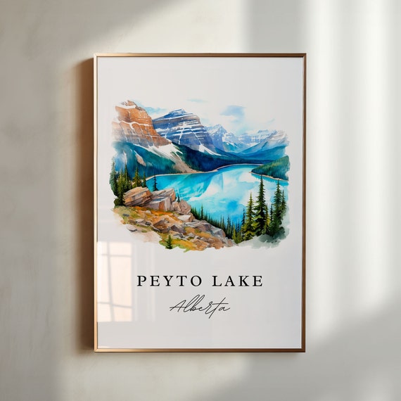 Peyto Lake Alberta Wall Art Poster Print Wedding Gift Birthday Present Custom Text Perfect