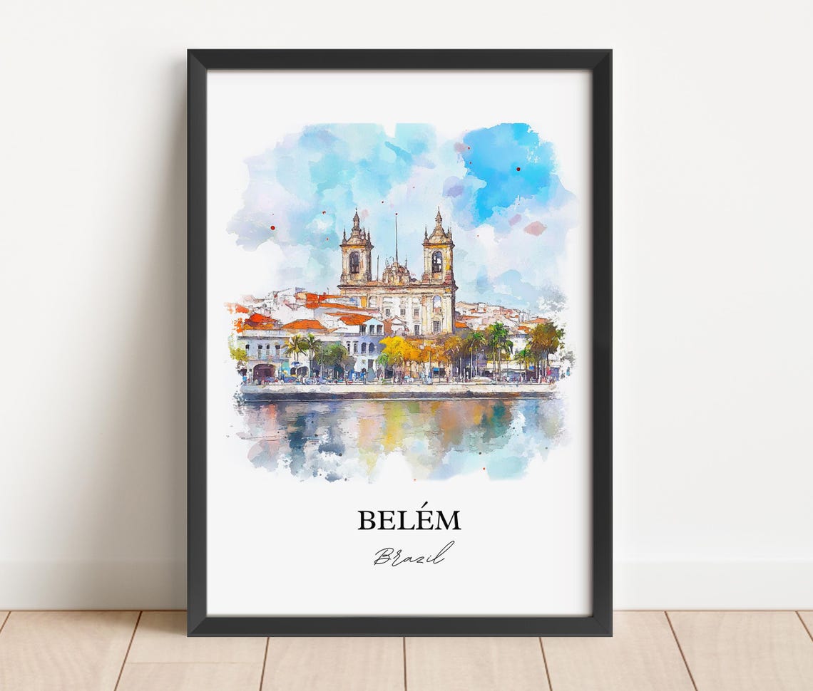Belm Brazil Watercolor Travel Poster, Wall Art Print