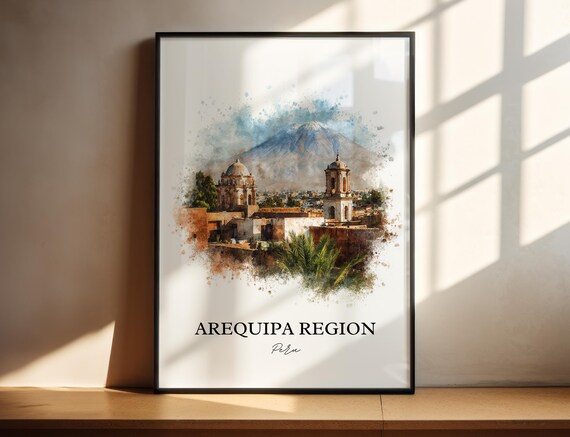 Arequipa Region Wall Art Peru Print Watercolor Gift Travel Poster Housewarming