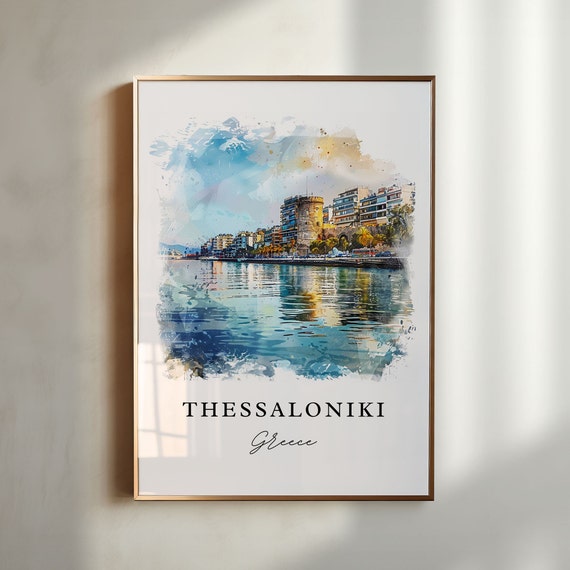 Thessaloniki Greece Travel Poster, Athens Housewarming