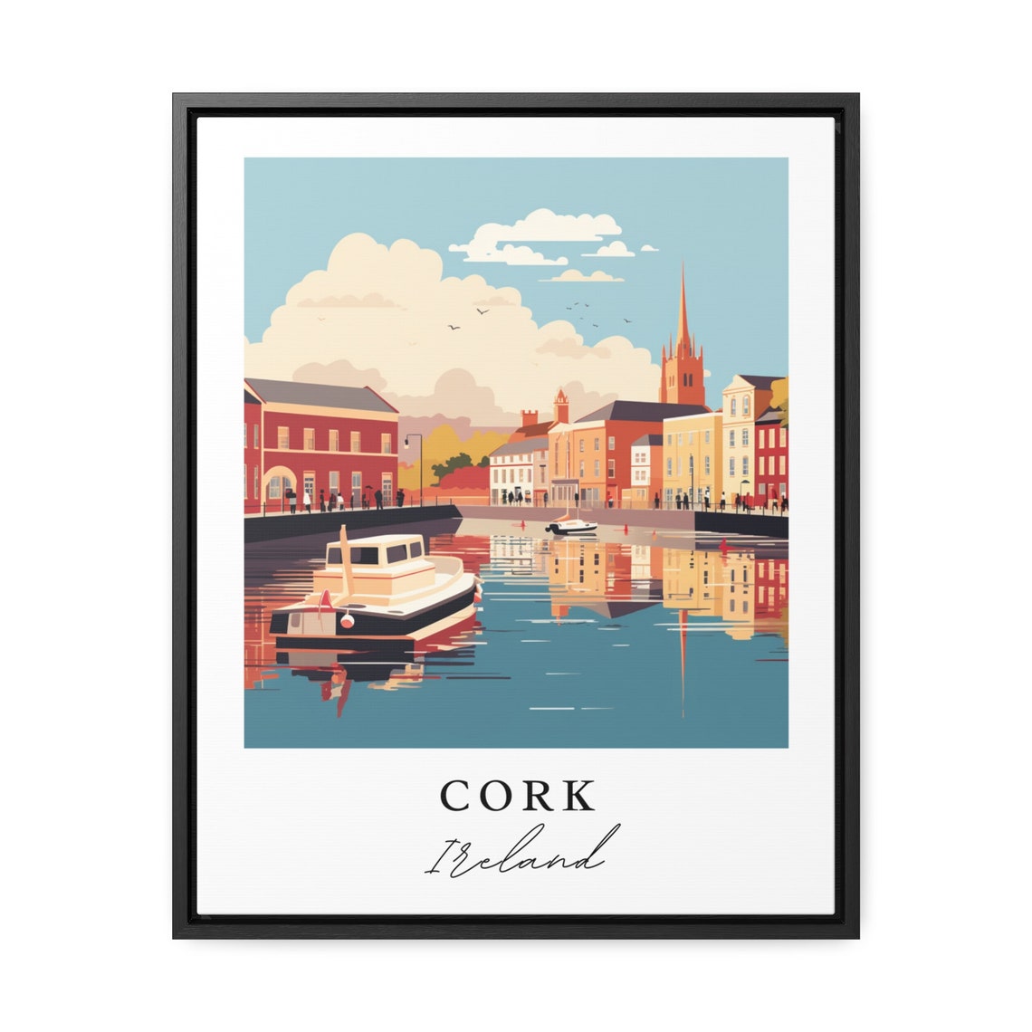 Cork Ireland Traditional Travel Poster, Custom Text - Image 2