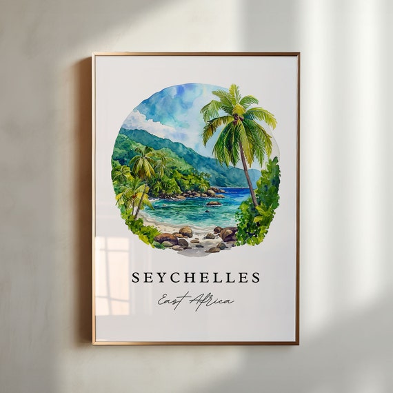 Seychelles Wall Art East Africa Print Wedding Gift Birthday Present Custom Text Perfect