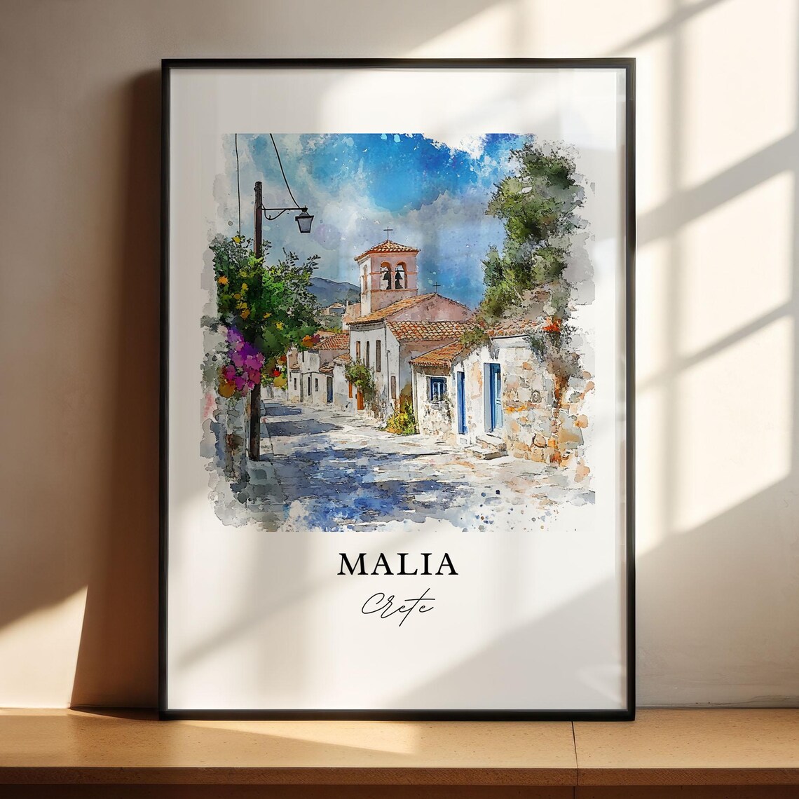 Malia Crete Watercolor Travel Poster, Greece - Image 2