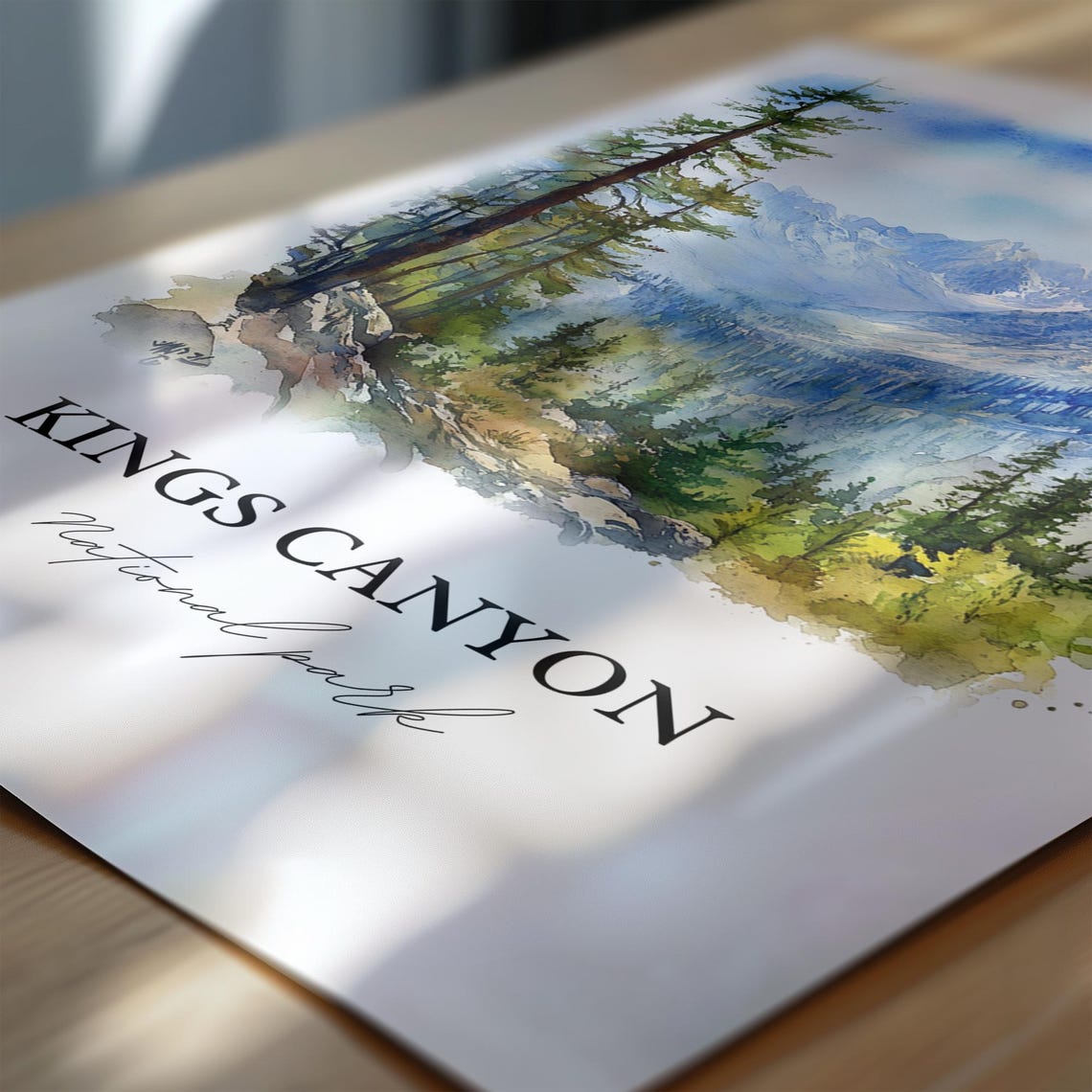 Kings Canyon National Park Sierra Mountain Valley Watercolor Poster - Image 6