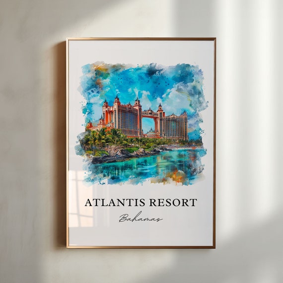 Atlantis Bahamas Art Atlantis Print Atlantis Paradise Island Watercolor Atlantis Gift Travel Print Travel Poster Housewarming Gift