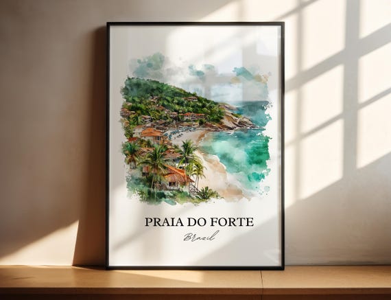 Praia Do Forte Wall Art Print Brazil Watercolor Gift Travel Poster Housewarming