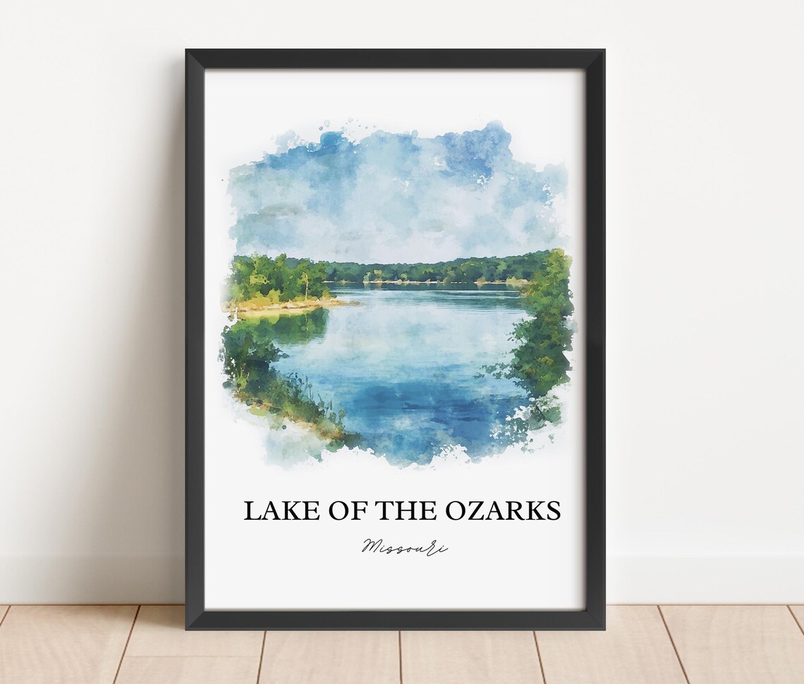 Lake of the Ozarks Missouri Serene Calm Lake Watercolor Poster
