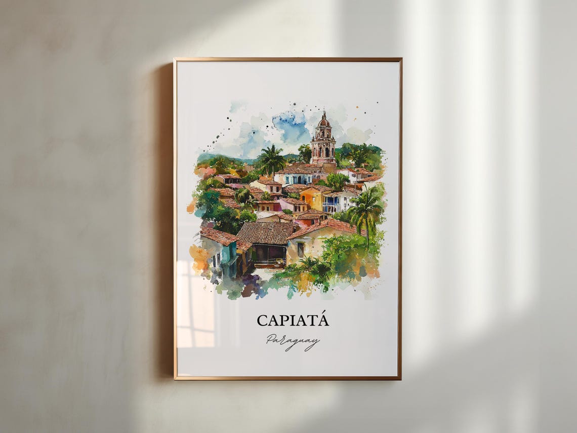 Capiat Paraguay Wall Art Print Watercolor Gift Travel Poster Housewarming - Image 4