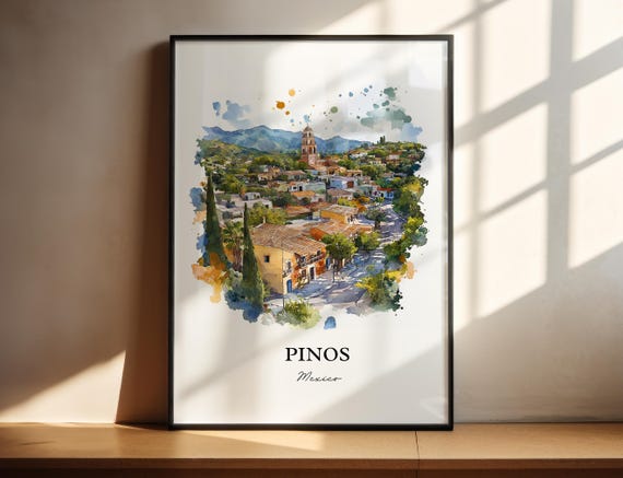 Pinos Mexico Wall Art Zacatecas Print Watercolor Gift Travel Poster Housewarming