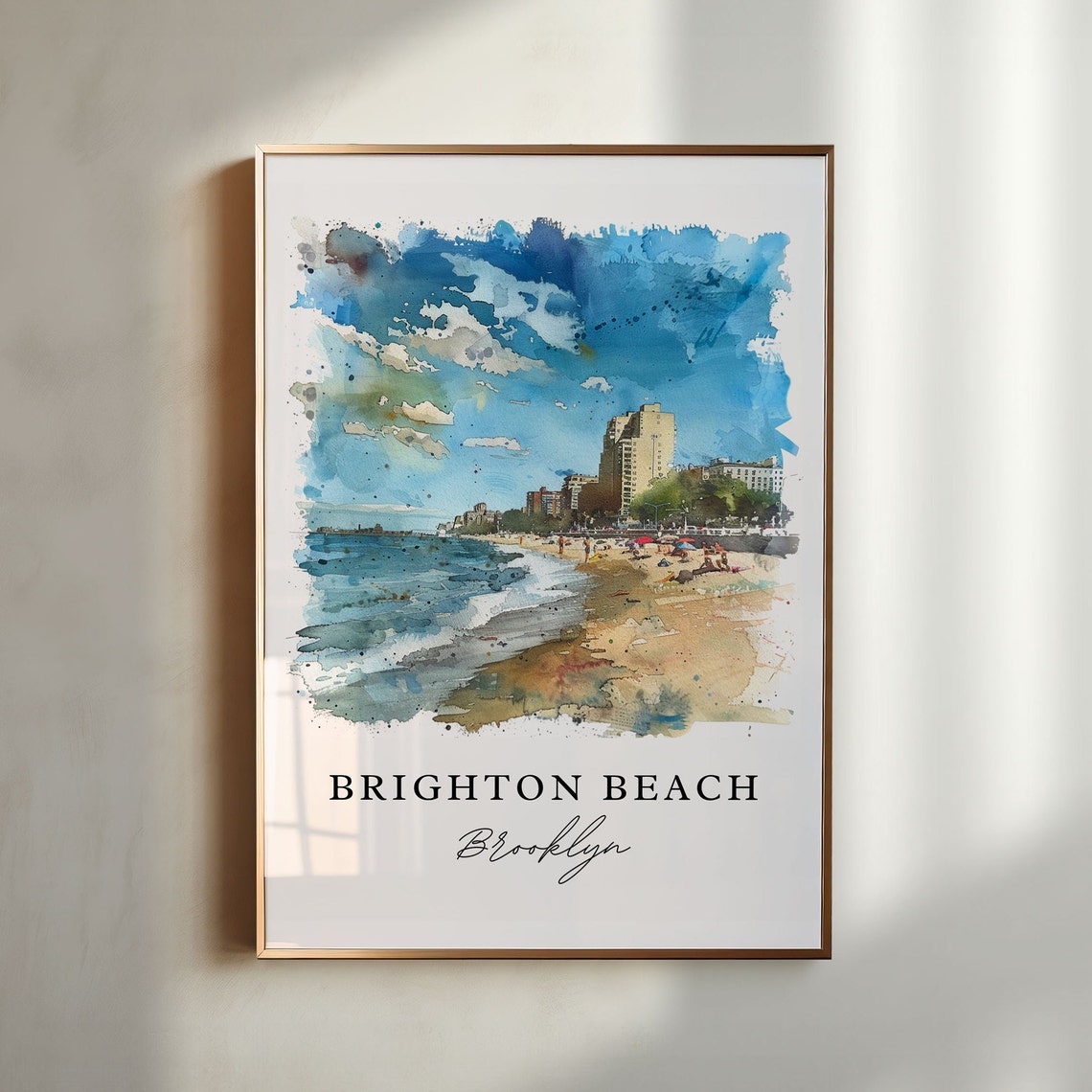 Brighton Beach Brooklyn New York Seaside Watercolor Art Poster