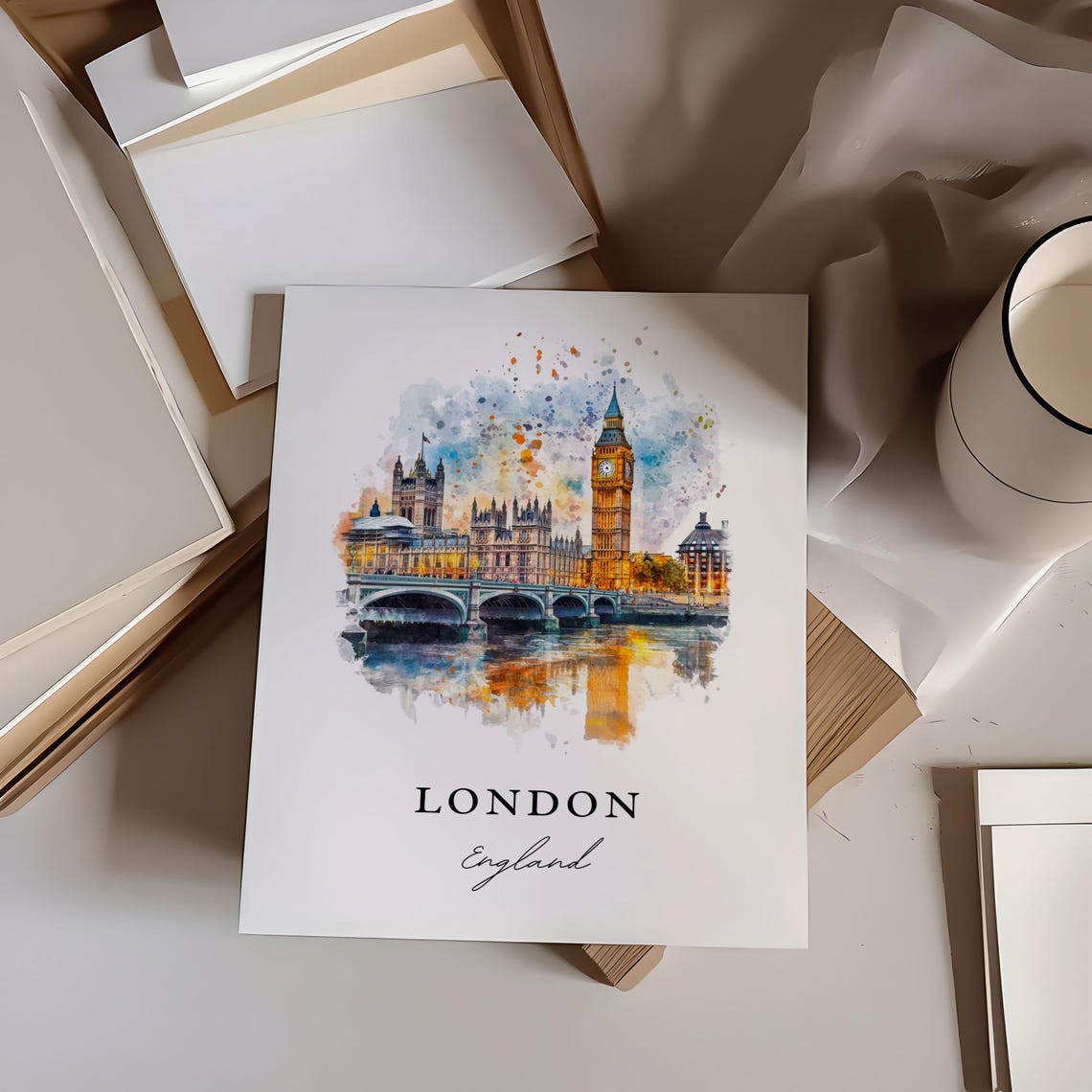 London England Big Ben Watercolor Travel Poster - Image 6