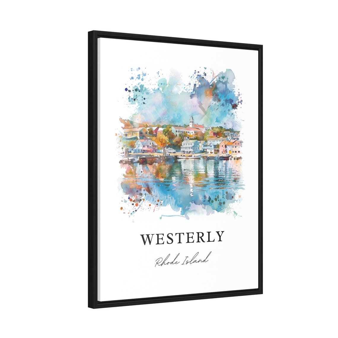 Westerly Rhode Island Watercolor Harbor Town Waterfront Poster - Image 2