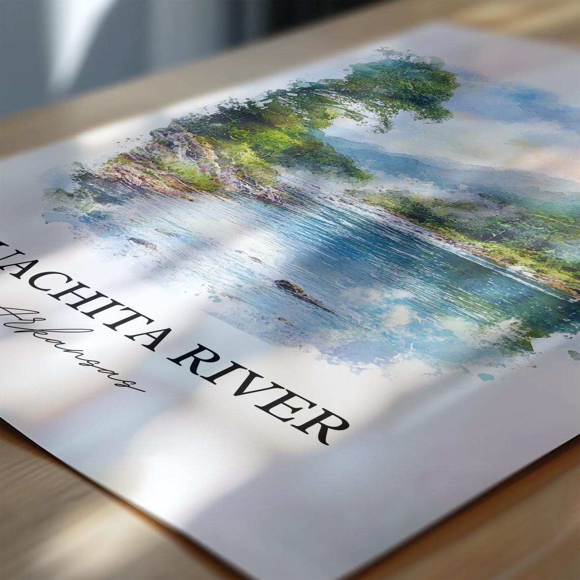 Ouachita River Arkansas Forested Rapids Watercolor River Poster - Image 6