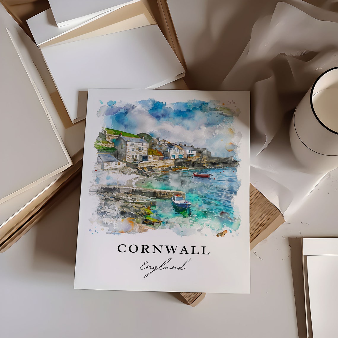 Cornwall England Travel Poster, Housewarming Wall Art - Image 6