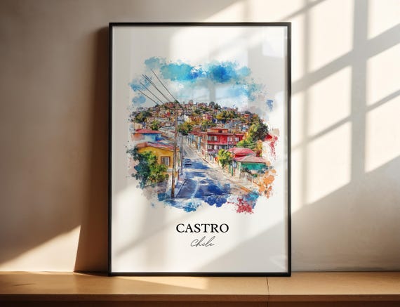 Castro Chile Wall Art Chilo Island Print Watercolor Gift Travel Poster Housewarming