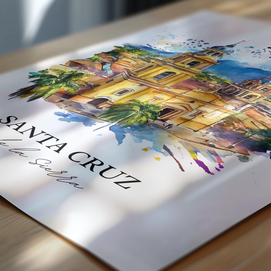 Santa Cruz de la Sierra Watercolor Cathedral Mountain View Poster - Image 6