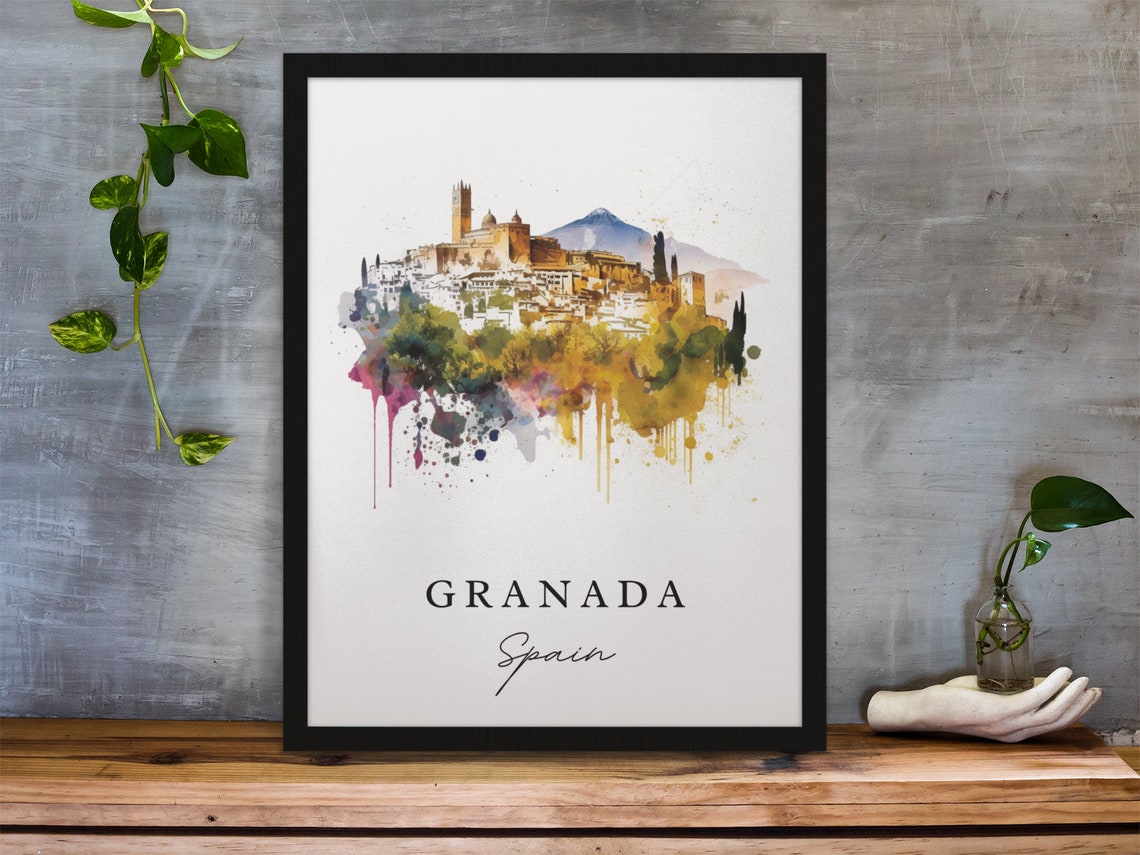 Granada Traditional Travel Poster, Spain Custom Text