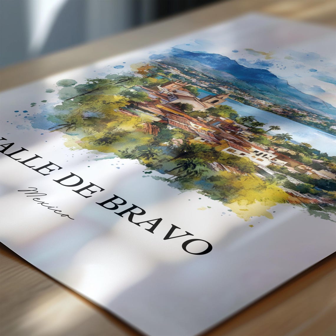 Valle De Bravo Wall Art Lake Avndaro Print Mexico Watercolor Gift Travel Poster Housewarming - Image 6