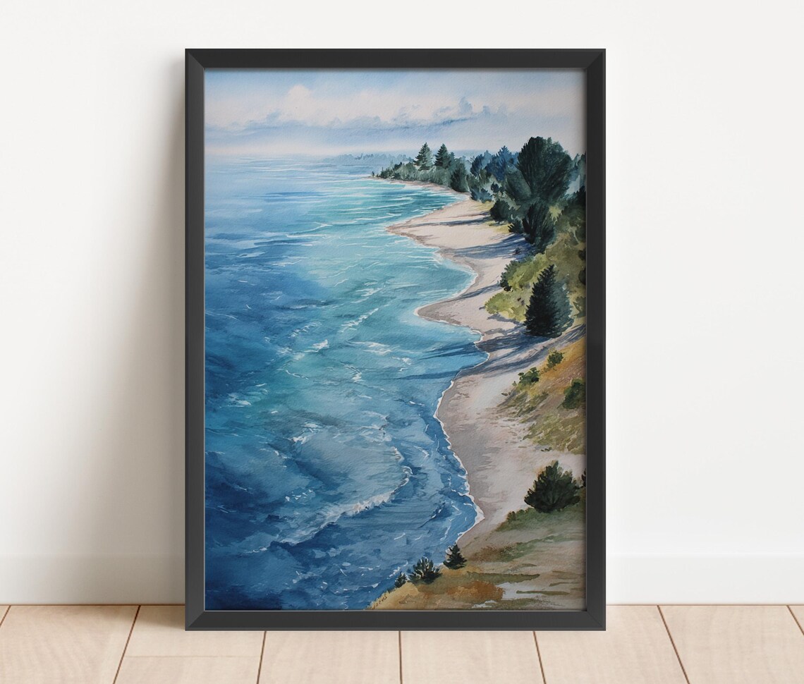 Lake Michigan Watercolor Great Lakes Wall Art Print
