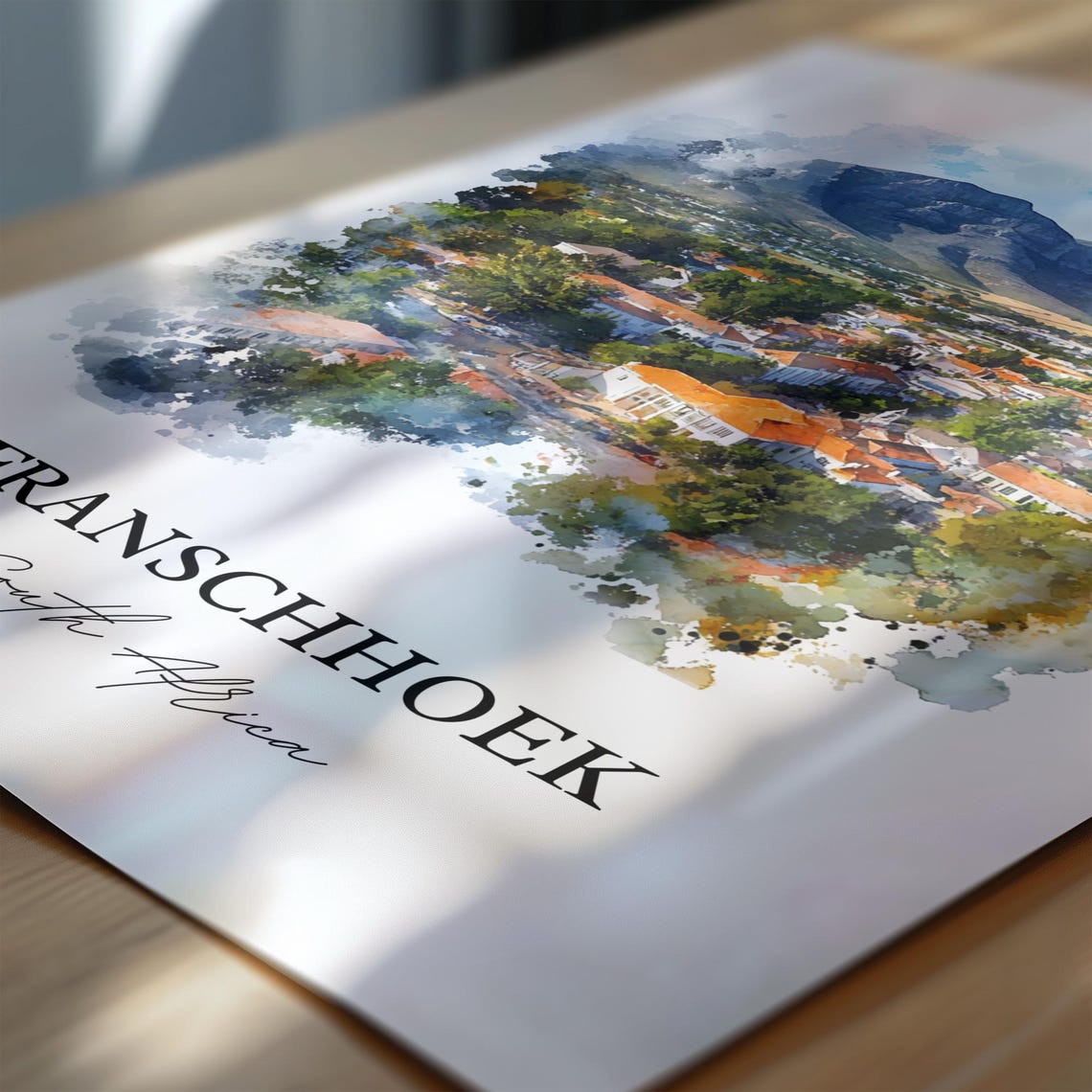 Franschhoek South Africa Mountain Valley Town Watercolor Poster - Image 7