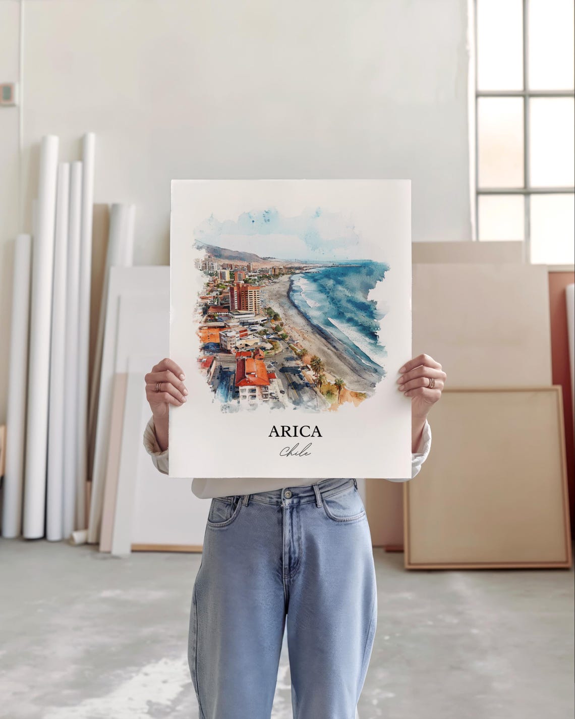 Arica Chile Wall Art Northern Print Watercolor Gift Travel Poster Housewarming - Image 2