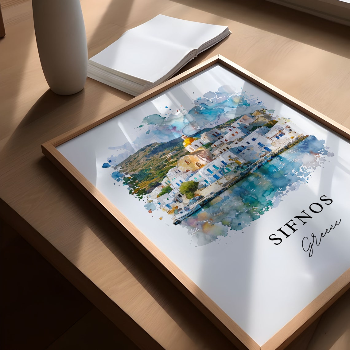 Sifnos Greece Whitewashed Village Watercolor Cycladic Island Poster - Image 5