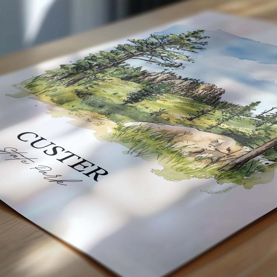 Custer State Park South Dakota Scenic Pine Forest Trail Art Poster - Image 6