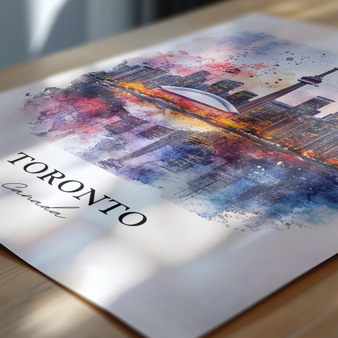 Toronto Skyline Watercolor Travel Poster, Canada - Image 6