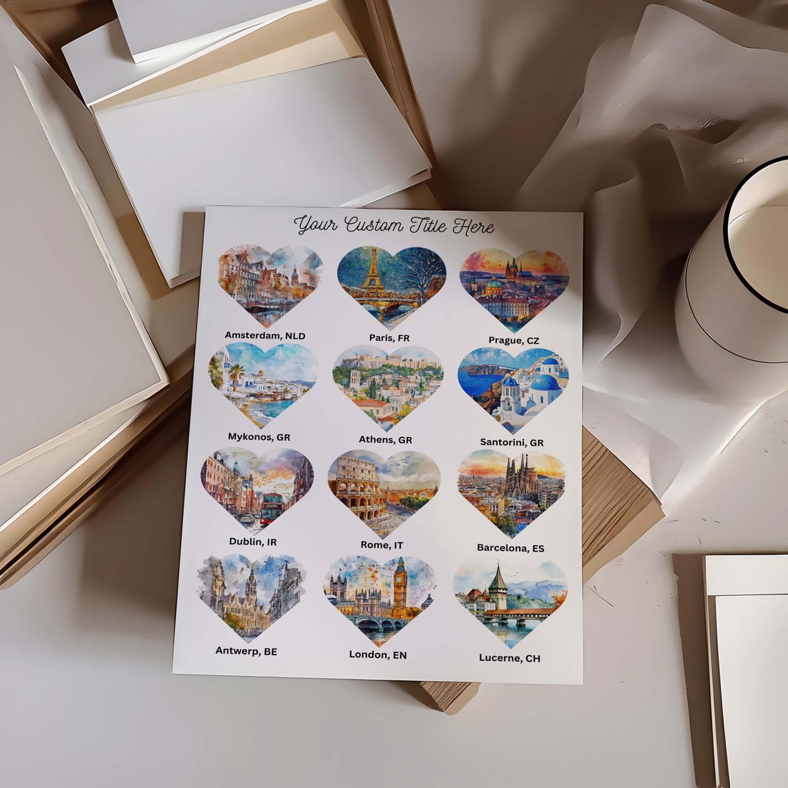 Custom Twelve Heart European City Collage Personalized Travel Poster - Image 5