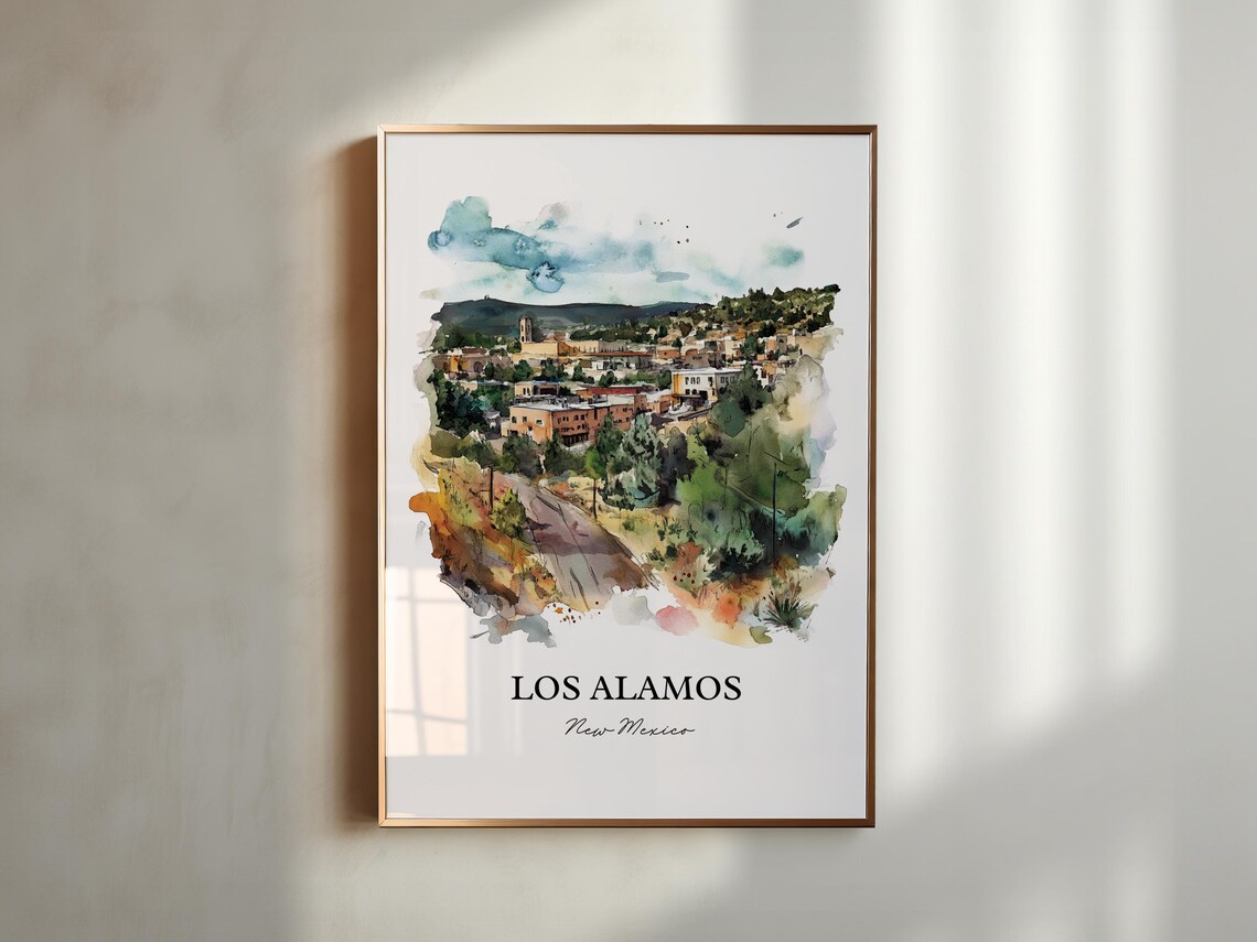 Los Alamos, NM Watercolor Travel Poster Art Print - Image 2