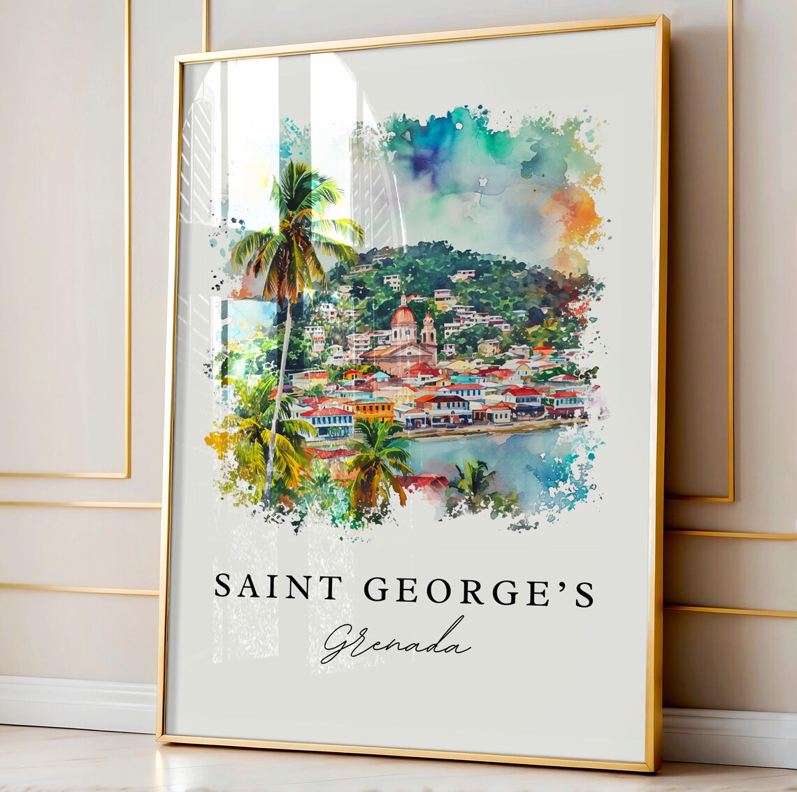 Saint Georges Grenada Art Print, Custom Text - Image 4
