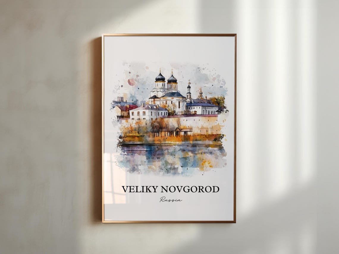 Veliky Novgorod Russia Watercolor Onion Dome Monastery Poster - Image 5